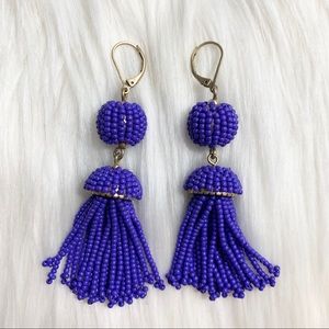 J.Crew Royal Blue Beaded Tassel Earrings